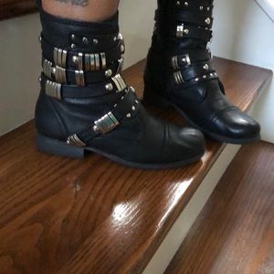 Black and silver studded boots